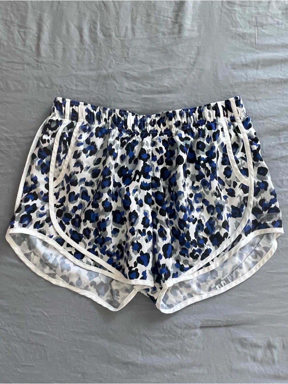 Women’s Blue Leopard Print Running Shorts CK Medium